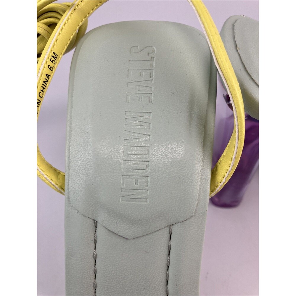 Steve Madden ELVY Women Yellow Lace-Up Orange Strap Purple Block Heel  6.5M - Picture 7 of 13